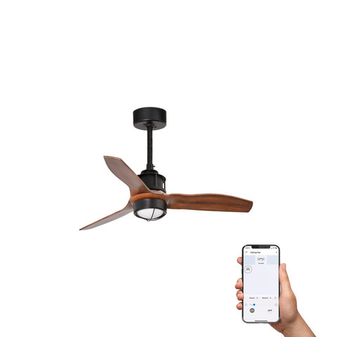 Faro Barcelona JUST FAN S Black/walnut fan 3000K TUYA — manufacturer representative image