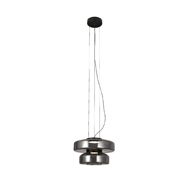 ACA Lighting GLACIA-PENDANT LAMP BLACK METAL + GLASS LED 12W CCT 3000K-4000K-6000K 1020LM IP20 — HM25126SM