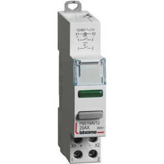 BTicino Switch 1NO - 20A - 12-48V - 1 module with green LED — FN51NAV12