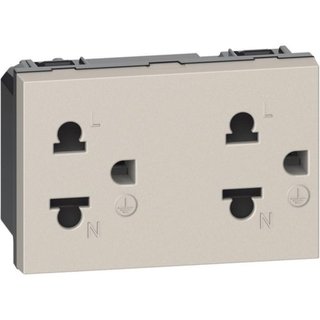 BTicino Euro american standard 2 P+E 16 A 127/250 Vac universal duplex socket — KM4185