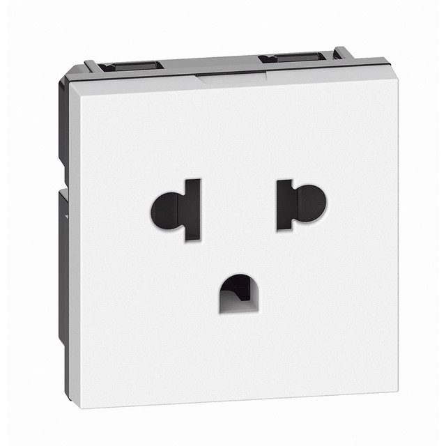 BTicino Euro american standard 2 P+E 16 A 127/250 Vac universal duplex socket — KW4126