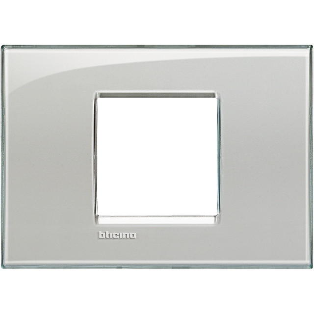 BTicino Square cover plate 2 modules centred - grey ice — LNA4819KG