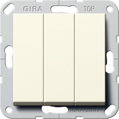 Gira British Standard rocker switch (BS EN 60669-1) 3-gang with rockers cream white glossy 1-way switch — 283001