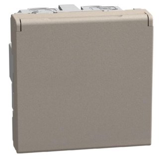 BTicino French standard socket 2 P+E 16 A 250 V - flat - automatic clamps - 2 modules - stone — YG4142AFP