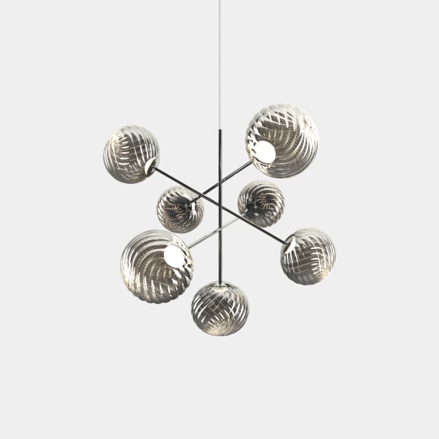 Tom Dixon Whirl Large Chandelier | Silver Polished Polycarbonate — WHC02CH-CEUM4