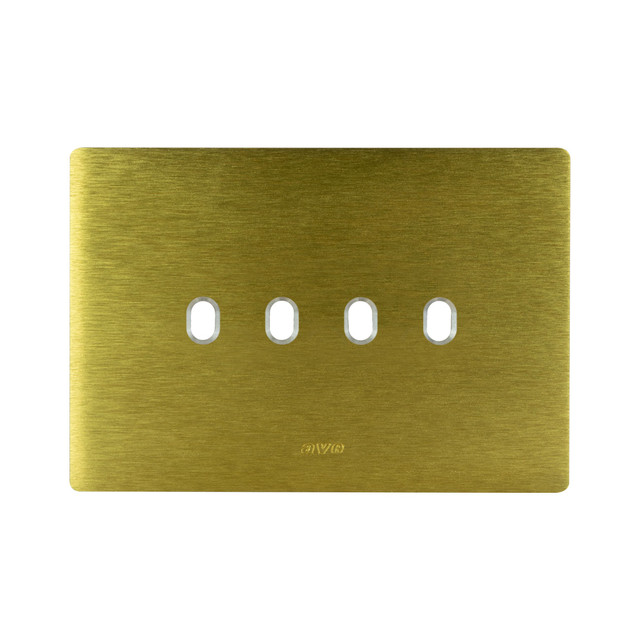 AVE NEW STYLE S44 ALUMINUM PLATE, GOLD COLOR – 4 CONTROLS – 4 MOD. — 44PANQ04ORO