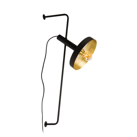Faro Barcelona WHIZZ Black/golden wall lamp — manufacturer representative image