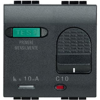 BTicino Salvavita thermal magnetic circuit breaker with earth leakage protection - 10A 230Vac Icn 3kA — L4305/10