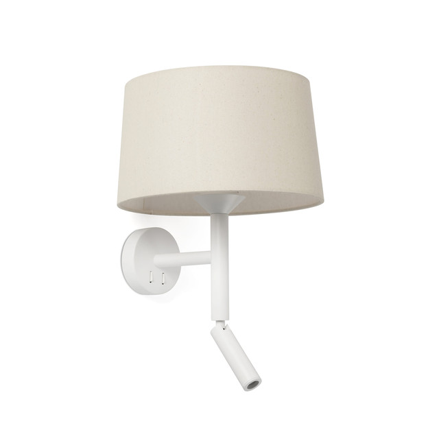 Faro Barcelona WINDSOR White/linen wall lamp with reading light — 20224-150