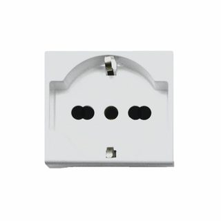 AVE Combined schuko + italian standard socket outlet 2P+E 10/16A 250V with shutters – 2 modules — 45590/15TS