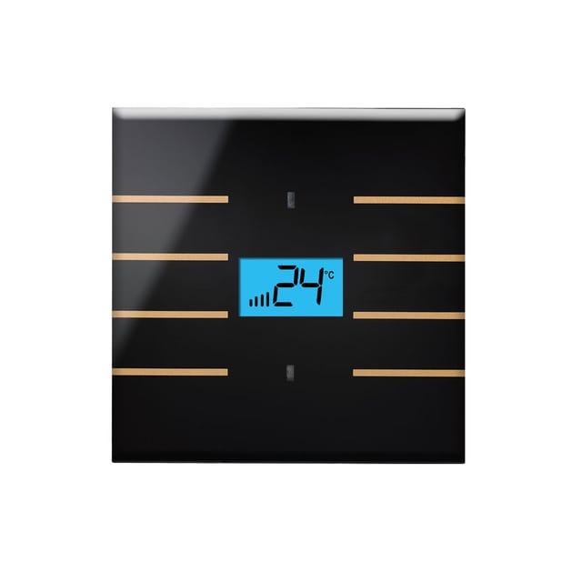 Blumotix Glass Line cover — KNX Glass Thermostat, square, black — BX-F-QKBGT-Gold