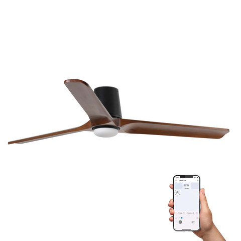 Faro Barcelona HEYWOOD TUB L Ceiling fan black/walnut TUYA — manufacturer representative image