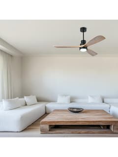 Zambelis 19141 PENDANT FAN BLACK NATURAL WOOD LED 15W