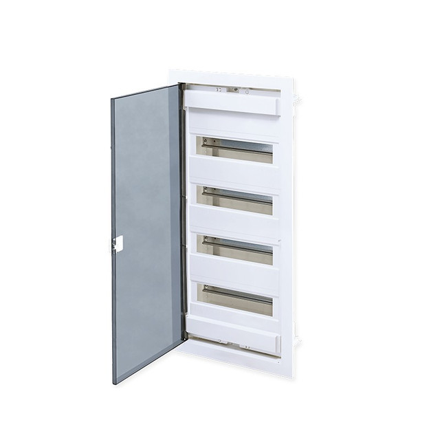 ACA Lighting FLUSH MOUNTING ENCLOSURE 48 MODULES TRANSPARENT DOOR 4 ROWS IP40 — 282U48FP