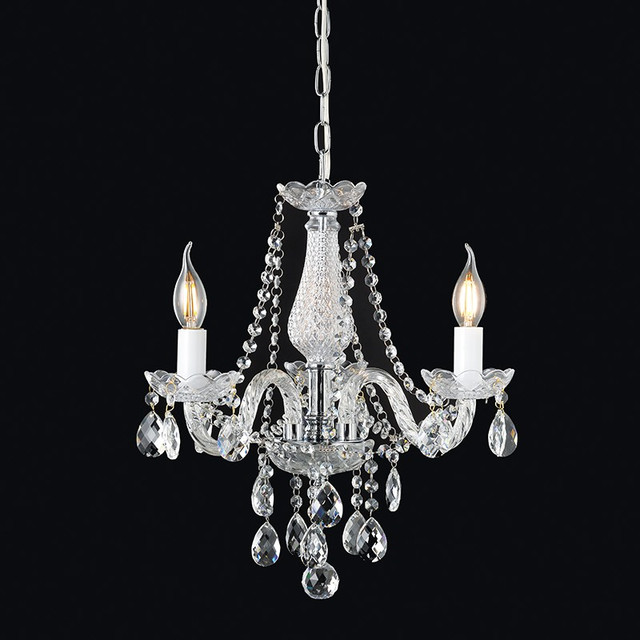 ACA Lighting NETTO PENDANT 3XE14 CLEAR CRYSTAL + CHROME METAL Φ48×Η160CM GLADIOLO — BLK80413PCC