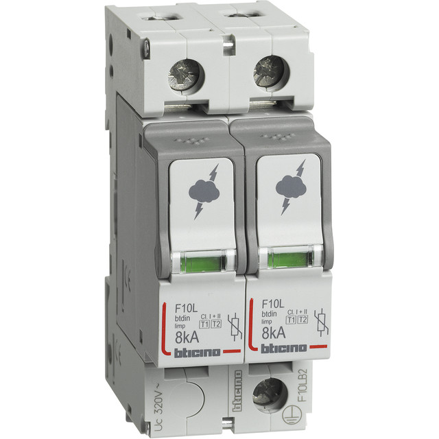 BTicino SPD 2P T1+T2 Imax=8KA - T2 Imax 60kA — F10LB2