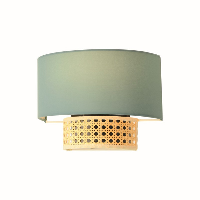 ACA Lighting WALL MOUNTED LIGHTING 1ΧΕ14 NISYROS ΒΕΡΑΜΑΝ FABRIC+MATTING RATTAN 25Χ18Χ13CM — TF20831WG