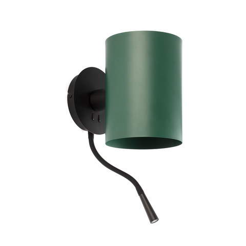 Faro Barcelona GUADALUPE Black/green wall lamp with reading light — manufacturer representative image