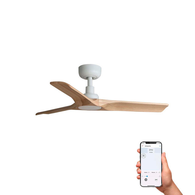 Faro Barcelona HEYWOOD S Ceiling fan white/pine TUYA — 33805WT