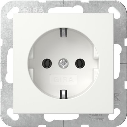 Gira SCHUKO socket outlet 16 A 250 V~ pure white matt Screw terminals — 418027
