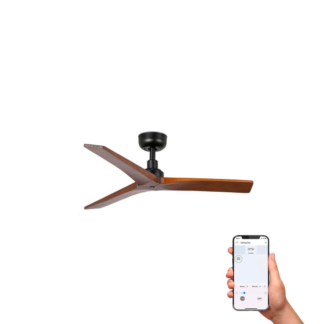 Faro Barcelona KLIM S Ceiling fan black/walnut TUYA — 34278WT