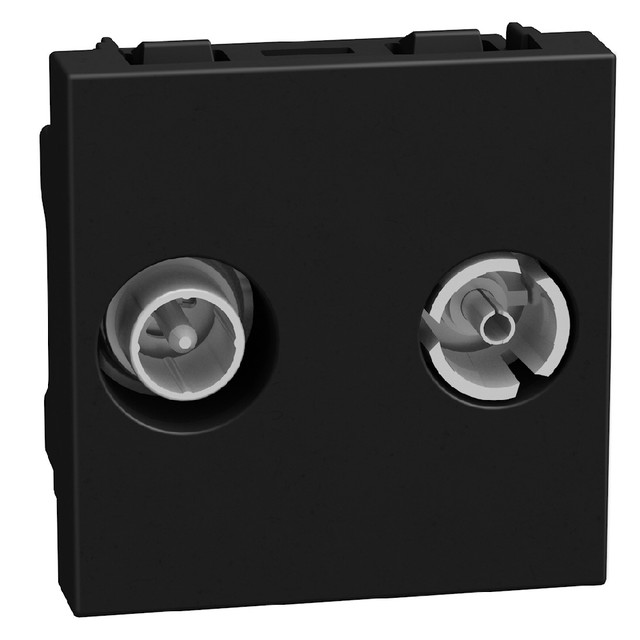 BTicino Passthrough demixed TV-SAT sockets - attenuation 14 dB - 2 modules - dark — YD4217M2P14