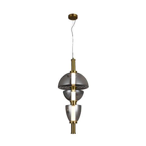 ACA Lighting CONE-PENDANT LAMP GOLD METAL +SMOKE GLASS LED 15W 3000K-4000K-6000K 1200LM IP20 D200xH1200 — manufacturer representative image