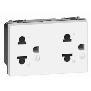 BTicino Euro american standard 2 P+E 16 A 127/250 Vac universal duplex socket — KW4185