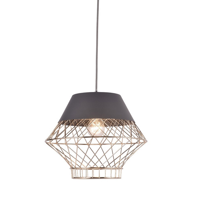 ACA Lighting PENDANT 1XE27 METAL GREY+BRASS Φ35ΧΗ120CM MADONNA — OD8070GY