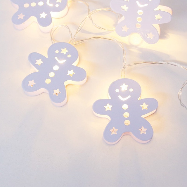 ACA Lighting "METAL STRING LIGHTS" GINGERBREAD 10 LED STRING LIGHTS WITH BATTERIES (2xΑΑ) WARM WHITE IP20 135+30cm TRANSPARENT CABLE — XC10WW2A