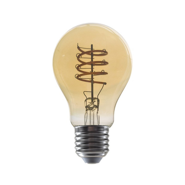 ACA Lighting LED FILAMENT E27 DIM A60 4W AMBER SPIRAL 1800K 230V AC 270LM RA80 30000H 360° — ELIOR4WWSDIMAM