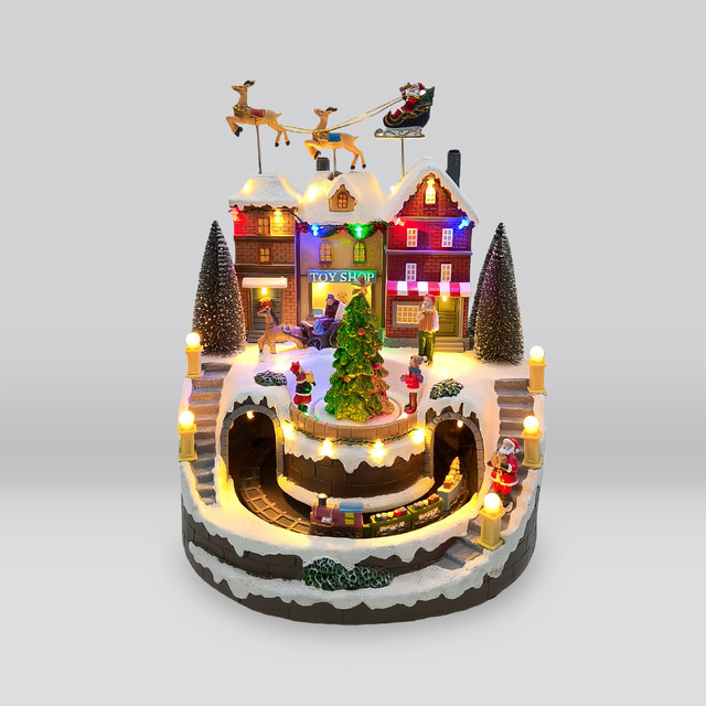 ACA Lighting LED XMAS VILLAGE WITH MOVING SANTA TREE TRAIN DEER &MUSIC RGB 3AA BATTERIES(NOT INCLUDED) 4,5V 3,6W USB INCLUDED 270*250*340MM — XCVVILLAGE1