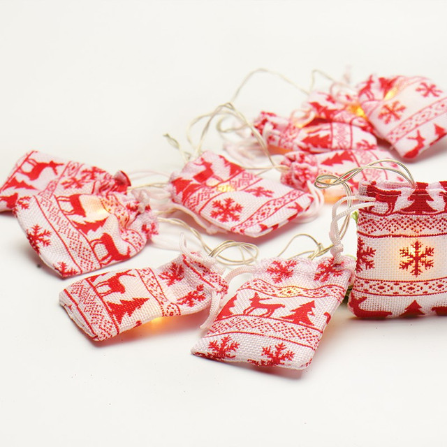 ACA Lighting “WOVEN BAG STRING LIGHTS” WHITE & RED BAG 10 LED STRING LIGHTS WITH BATTERIES (2xΑΑ) WARM WHITE IP20 135+30cm TRANSPARENT CABLE — XG10WW2A