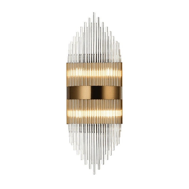 ACA Lighting WALL MOUNTED LUMINAIRE 4XG9 CRYSTAL + BRASS METALLIC 20Χ11Χ54CM DYNASTY — EG1844W54AB