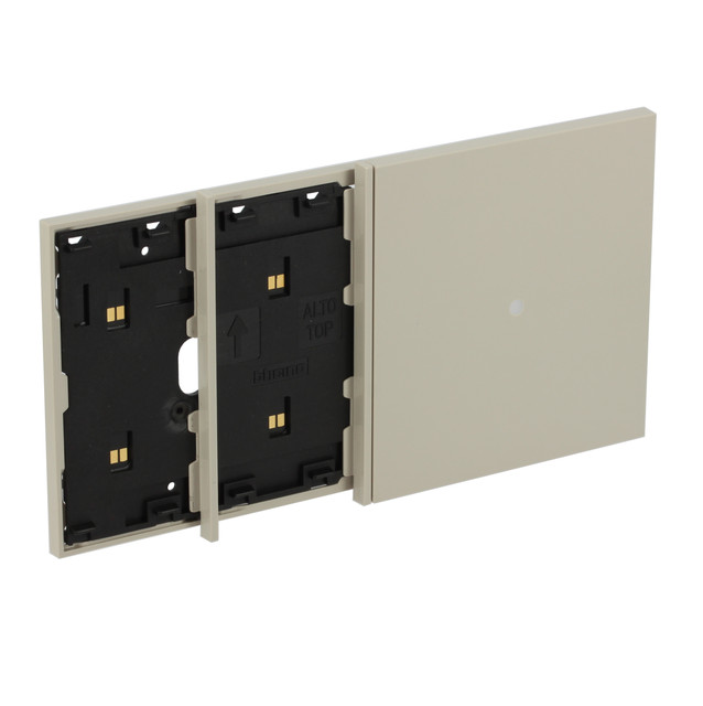 BTicino Electrified frame with anti-theft reader escutcheon for 4-module box. Sand. — KM8104M24