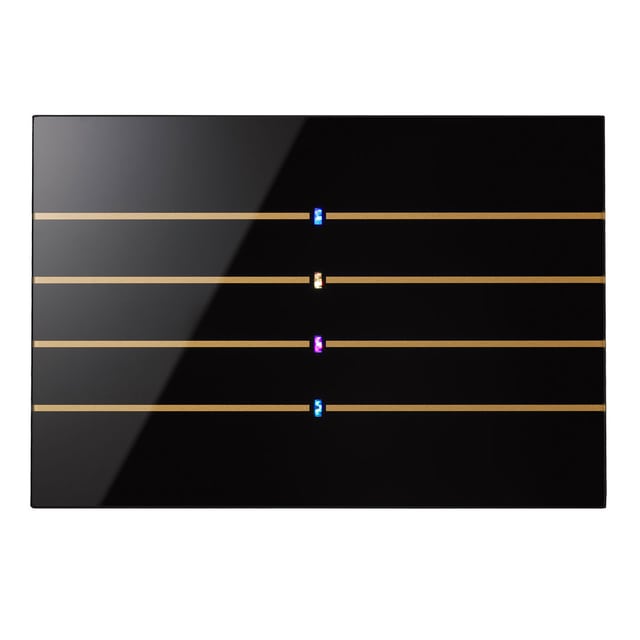 Blumotix Glass Line cover — KNX Glass keypad, rectangular, black — BX-F-RKBG-Gold