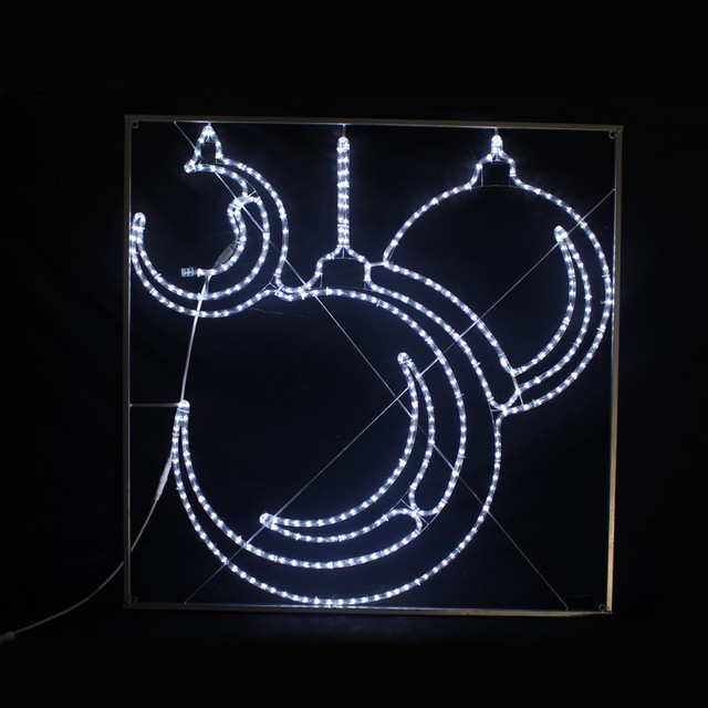 ACA Lighting "THREE CHRISTMAS BALL", 414 LED STREET POLE MOTIF 11.5m 2-WIRE ROPE LIGHT, CW STEADY, IP44, 120x120CM, 1.5m LEAD CABLE — X0841422113
