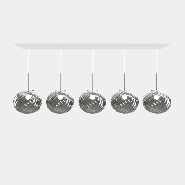 Tom Dixon Whirl Linear Pendant System | Silver Polished Polycarbonate — WHPS02CH-PEUM6