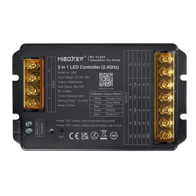 ACA Lighting LED CONTROLLER 2,4GHz 5 IN 1 TOTAL OUTPUT MAX 30A — A-HR5