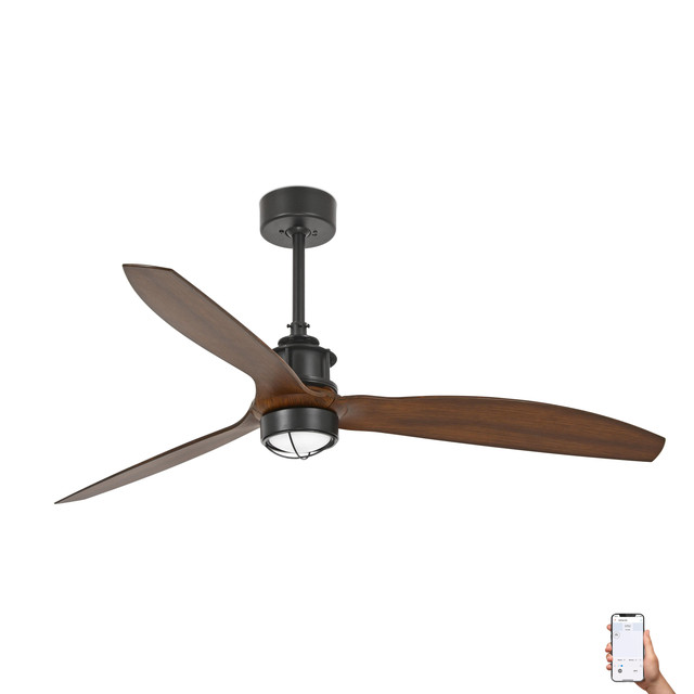 Faro Barcelona JUST FAN M Black/walnut fan 3000K TUYA — 33395WT1N