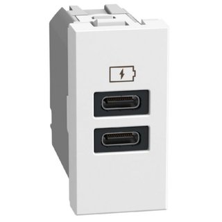 BTicino USB charger with 2 type C ports - 20W — YW4192CC