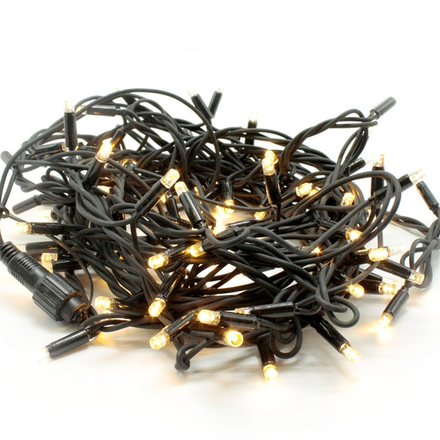 ACA Lighting 100 LED RUBBER CABLE WARM WHITE STRING LIGHTS CONTECT. (MAX 20) 10CM DIST. 10M IP65, 1.5 LEAD CABLE — X081001314 — manufacturer representative image