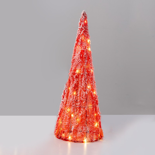 ACA Lighting "RED TINSEL CONE TREE" 20 MINI WW LED LIGHTS BAT. 3ΧΑΑ,IP20 Φ18.5X50cm — X112011331 — manufacturer representative image
