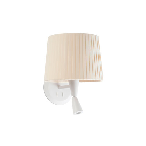 Faro Barcelona SAMBA White/ribbon beige wall lamp with reading light — manufacturer representative image