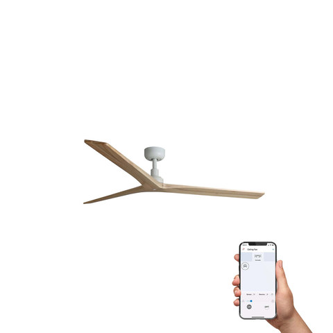 Faro Barcelona KLIM L Ceiling fan white/pine TUYA — manufacturer representative image