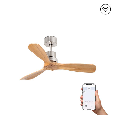 Faro Barcelona MINI LANTAU S Matt nickel/pine fan TUYA — manufacturer representative image
