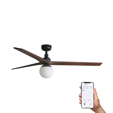 Faro Barcelona KLIM L Ceiling fan black/walnut E27 TUYA — manufacturer representative image