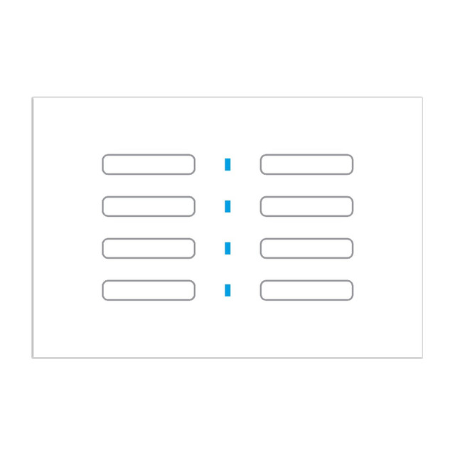 Blumotix Glass Button cover — 8 buttons, rectangular, white — BX-F-RW8N