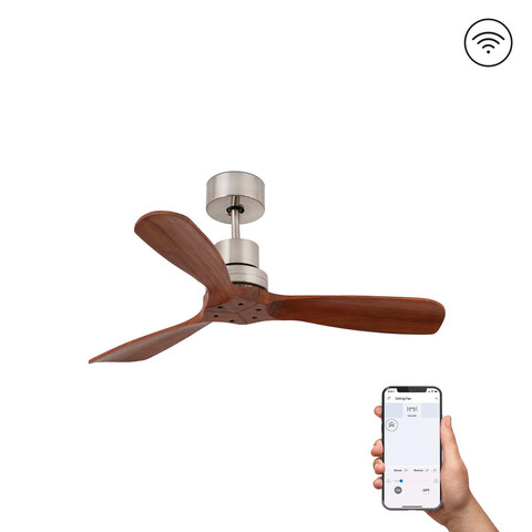 Faro Barcelona MINI LANTAU S Matt nickel/walnut fan TUYA — manufacturer representative image