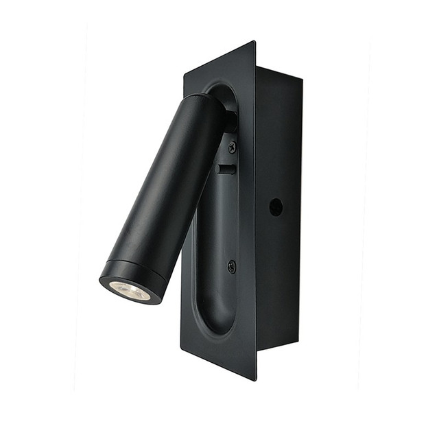 ACA Lighting WALL LAMP LED 3W 3200K 190LM BLACK METAL RECESSED 7X5X17CM AIAS — SF701LEDB